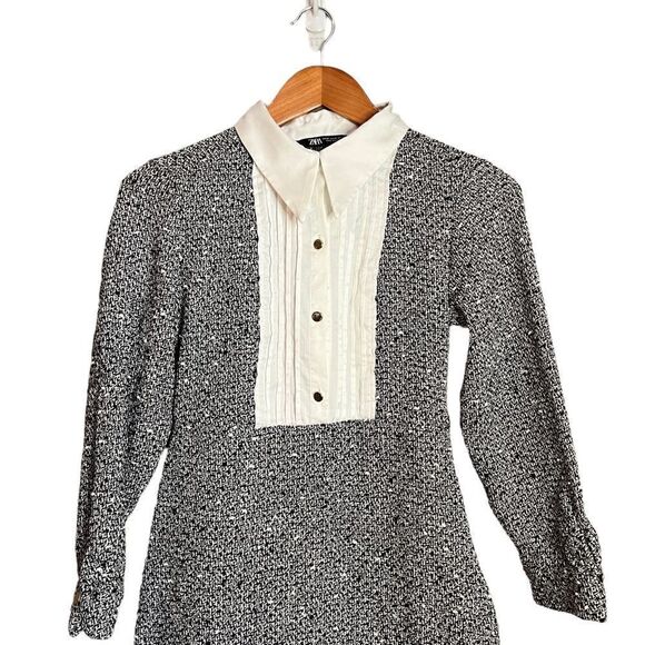 Zara contrast satin textured dress. Size extra small - Picture 3 of 13